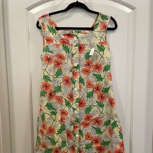 Pale Yellow Floral Print Vintage Dress (with Pocket!)